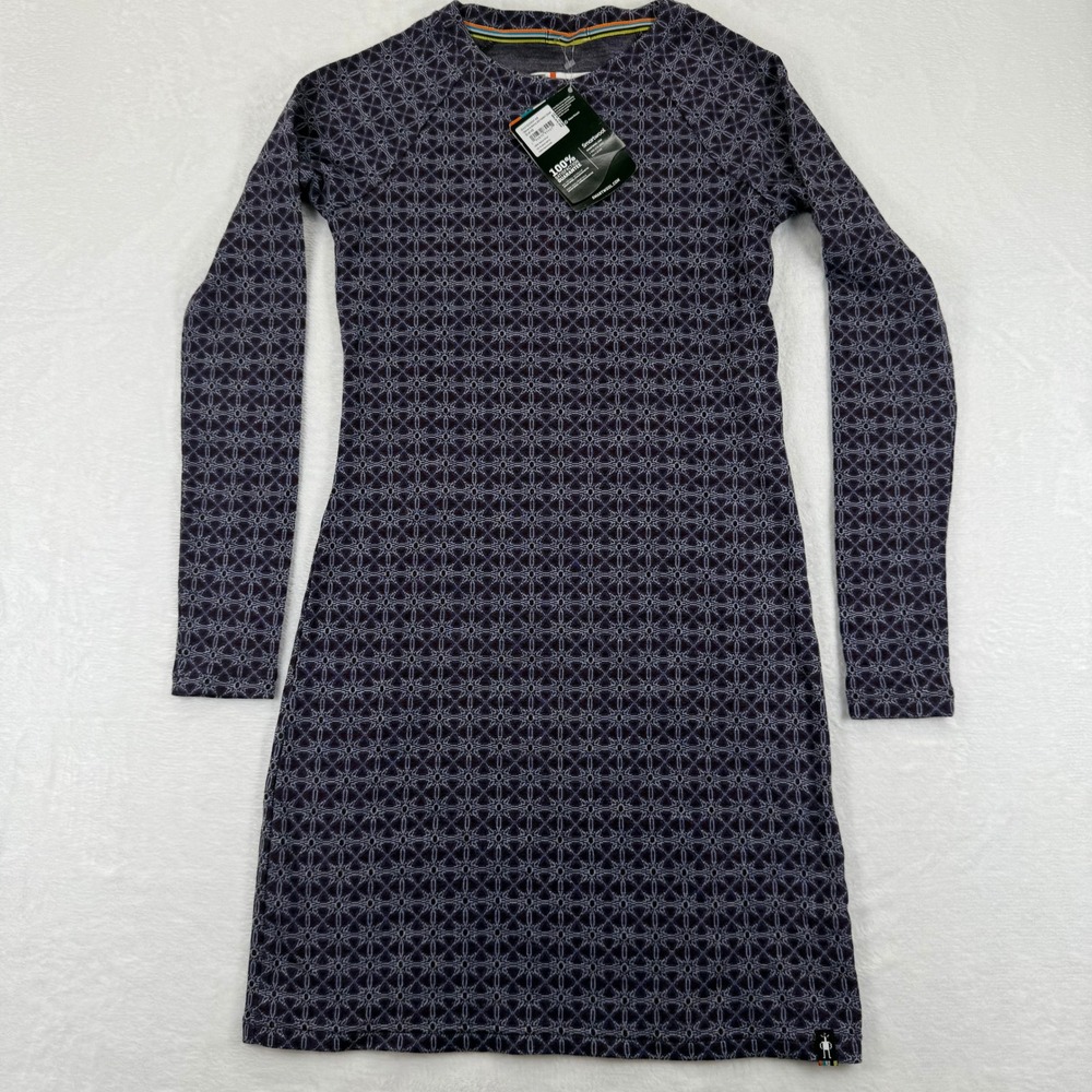 Smartwool Womens Merino 250 Pattern‎ Dress Blue Ice XS Long Sleeve